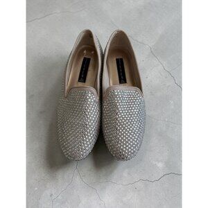 STEVEN Steve Madden Made Silver Rhinestone Flats Size 6